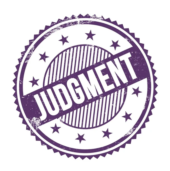 Judgment Text Auf Violettem Indigo Grungy Zick Zack Rand Runde — Stockfoto