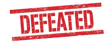 Kırmızı grungy dikdörtgen işareti üzerinde mağlup edilmiş metin.