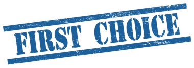 İLK CHOICE mavi grungy dikdörtgen vintage pul üzerine metin.