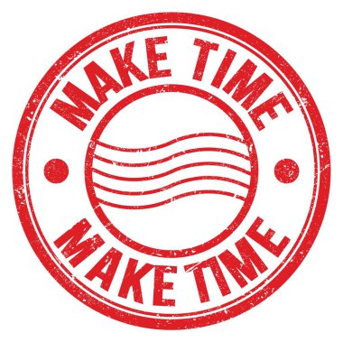 Kırmızı yuvarlak posta puluna Time sözcüğü yazılsın