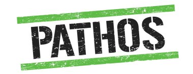 Siyah yeşil grungy çizgileri üzerinde PaTHOS metni işareti.