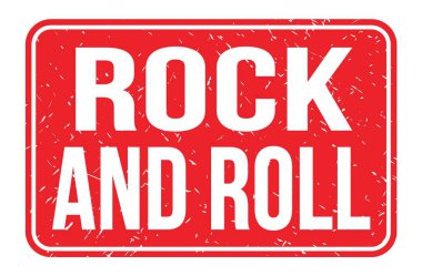 ROCK VE ROLL, kırmızı dikdörtgen mühür üzerine yazılmış kelimeler