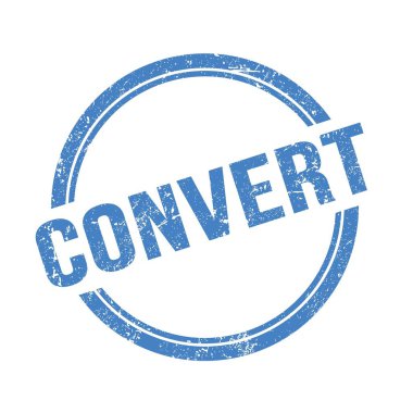 Mavi grungy vintage yuvarlak damga üzerine yazılmış CONVERT metin.