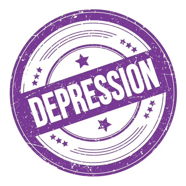 Depression Text Auf Violettem Indigo Runden Grungy Textur Stempel — Stockfoto