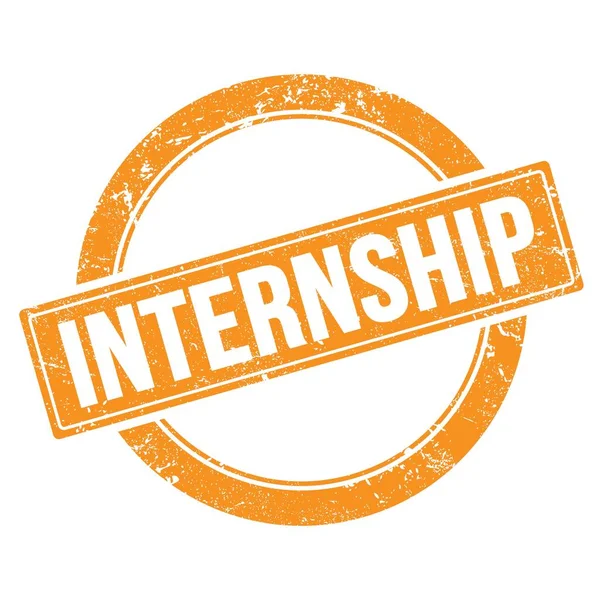 Internship Testo Arancione Grungy Rotondo Timbro Vintage — Foto Stock