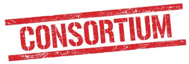 Kırmızı grungy dikdörtgen damga işareti üzerinde CONSORTIUM metin.