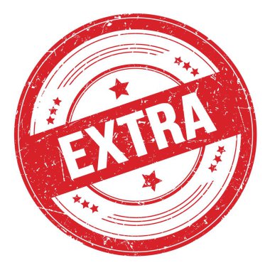Kırmızı yuvarlak grungy doku damgası üzerine ExTRA metin.