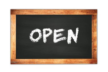 Siyah ahşap çerçeve okul tahtasına açık metin.