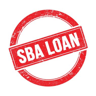 Kırmızı grungy yuvarlak vintage pulu üzerine SBA kredi metni.