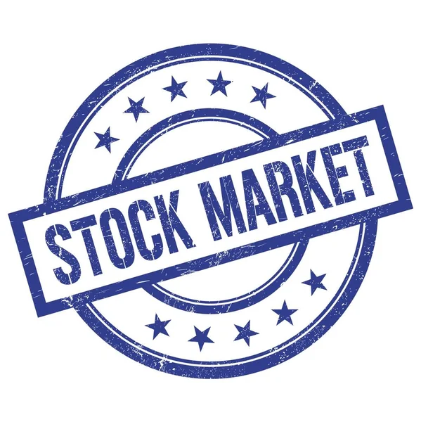 Stock Market Metin Mavi Yuvarlak Vintage Kauçuk Damga Üzerine Yazılmış — Stok fotoğraf