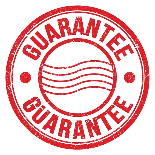 Garantie Woord Geschreven Rode Ronde Postzegel Teken — Stockfoto
