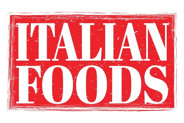 Alimentos Italianos Palabras Escritas Rojo Signo Grungy Sello — Foto de Stock