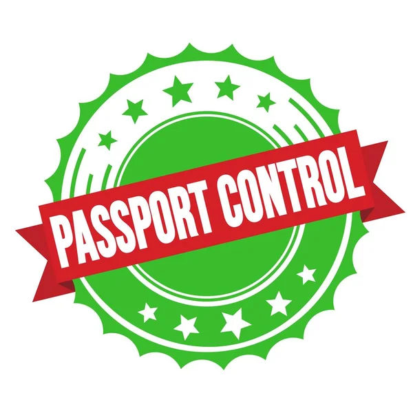 Passport Control Text Red Green Ribbon Badge Stamp — Stock Photo, Image