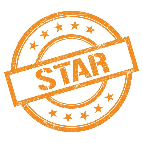 Star Texto Escrito Naranja Ronda Sello Goma Vintage — Foto de Stock