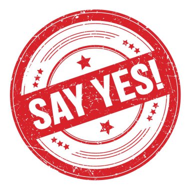 Evet de! Kırmızı yuvarlak grungy desen damgası üzerine metin.