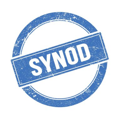 Mavi grungy yuvarlak vintage damga üzerinde SYNOD metin.