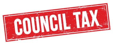 Kırmızı grungy dikdörtgen damga işareti üzerinde COUNCIL Vergi metni.