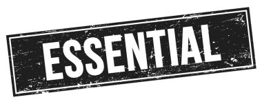 Siyah grungy dikdörtgen mühür işareti üzerinde ESSENTIAL metin.