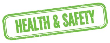 Yeşil grungy vintage dikdörtgen damgalı Sağlık & Güvenliği metni.