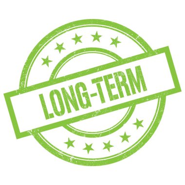 Yeşil yuvarlak vintage kauçuk damga üzerine yazılmış uzun dönem metni.