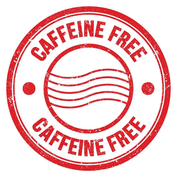 Caffeine Bezpłatne Słowo Napisane Czerwonym Okrągłym Znaczku Pocztowym — Zdjęcie stockowe