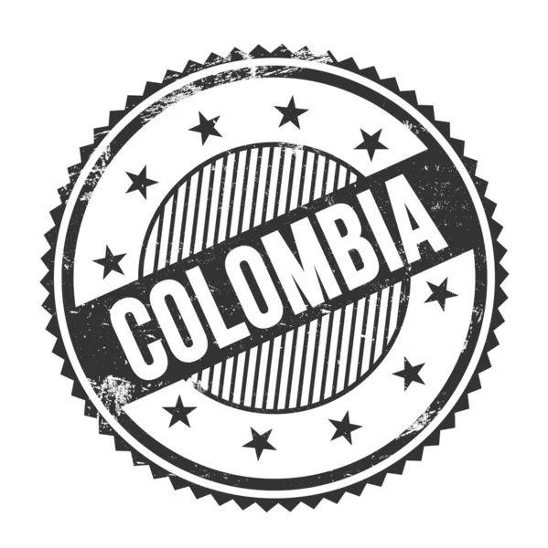 Colombia Text Written Black Grungy Zig Zag Borders Stamp — 图库照片