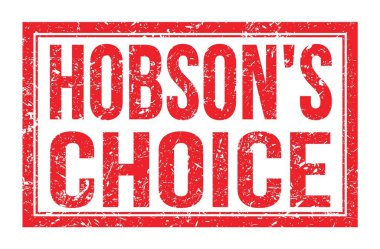 HOBSON 'IN seçimi, kırmızı dikdörtgen mühür üzerine yazılmış kelimeler