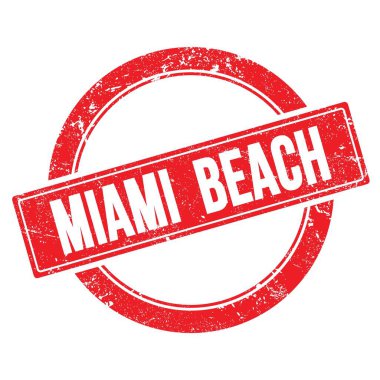 MIAMI BEACH kırmızı grungy yuvarlak vintage pul metin.