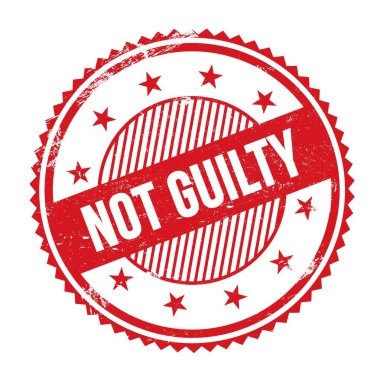 Kırmızı grungy zig zag kenarları yuvarlak pul üzerine yazılmış GUILTY metin değil.