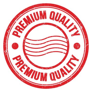 Kırmızı yuvarlak posta pulu işareti üzerine Premium nitelik sözcüğü