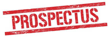 Kırmızı grungy dikdörtgen damga işareti üzerine PROSPECTUS metni.