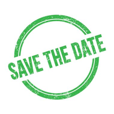 Yeşil grungy vintage yuvarlak damga üzerine yazılmış tarih metnini kaydet.