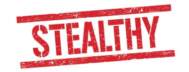 Kırmızı grungy dikdörtgen damga işareti üzerinde STEALTHY metin.