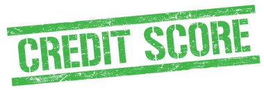 Yeşil grungy dikdörtgen damga işareti üzerinde CREDIT skor metni.