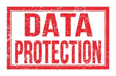 DATA PROTECTION, kırmızı dikdörtgen işareti üzerine yazılmış kelimeler