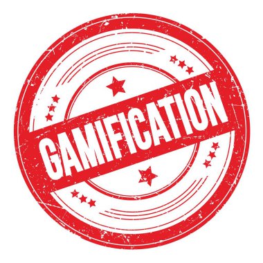 Kırmızı yuvarlak grungy desen damgası üzerine GAMIFICATION metin.