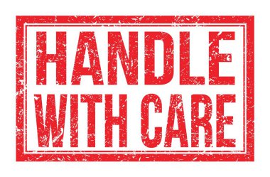 CARE İLE, kırmızı dikdörtgen mühür üzerine yazılmış kelimeler