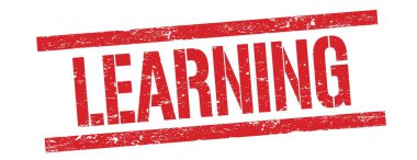 Kırmızı grungy dikdörtgen damga işareti üzerinde öğrenme metni.
