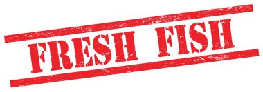 Kırmızı grungy dikdörtgen vintage damga üzerinde FRESH FISH metin.