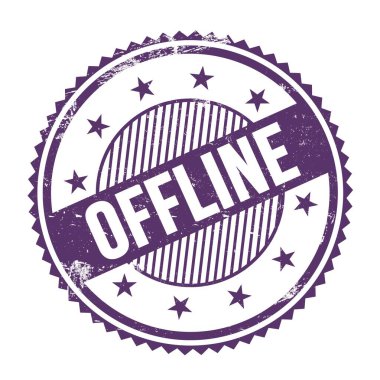 OFFLINE metin mor indigo grungy zig zag kenarları yuvarlak mühür.