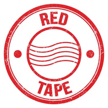 Kırmızı yuvarlak posta pulu işareti üzerine yazılmış kırmızı TAPE metni