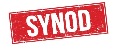 Kırmızı grungy dikdörtgen damga işareti üzerinde SYNOD metin.