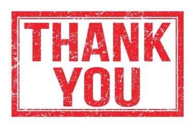 Teşekkür ederim, kırmızı dikdörtgen damgası üzerine yazılmış kelimeler.