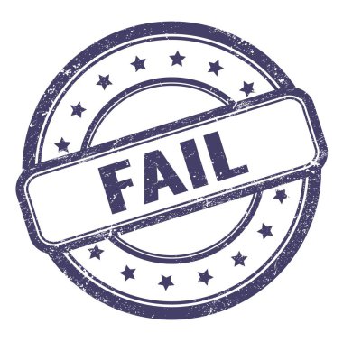 Çivit mavisi, grungy vintage, yuvarlak kauçuk damga üzerine başarısız metin.