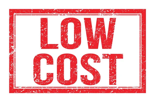 Low Cost Słowa Napisane Czerwonym Prostokątnym Znaku Znaczka — Zdjęcie stockowe