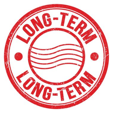 Kırmızı yuvarlak posta damgası üzerine yazılmış uzun-dönem kelimesi