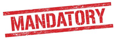 Kırmızı grungy dikdörtgen damga işareti üzerinde MANDATORY metin.