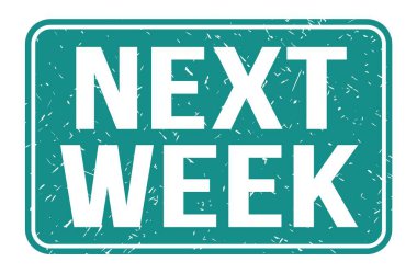 BİR HAFTA, mavi dikdörtgen damga işareti üzerine yazılmış kelimeler