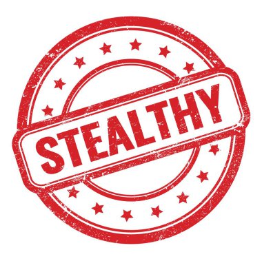 STEALTHY, kırmızı yuvarlak damgayla yazılmış kelime