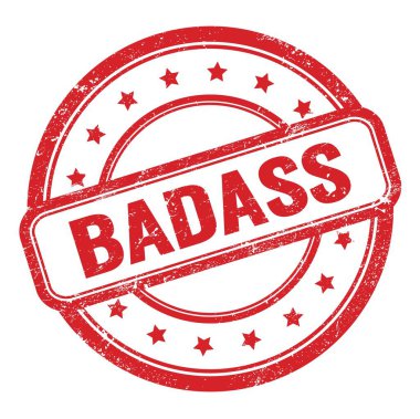 BaDASS 'ın kırmızı, kirli, eski, lastik damga üzerine metni..